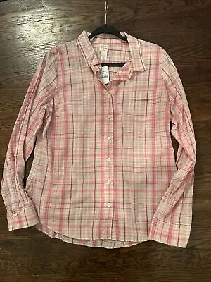 J Crew Factory Womens Size Large The Perfect Shirt Red Pink Flannel NWT • $18.05