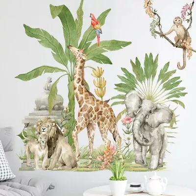 Jungle Theme Nursery Wall Stickers Wall Art Kids Wall Stickers Baby Room • £3.99