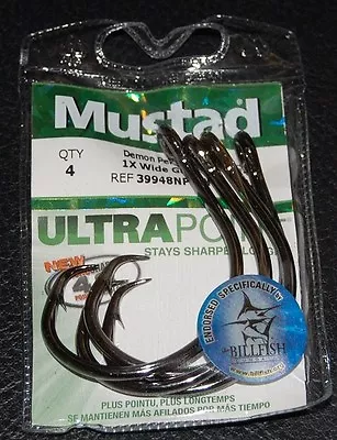 4 Mustad 39948NPBN-120 Ultra Point Size 12/0 Demon Wide Gap Circle Hooks • $16.29