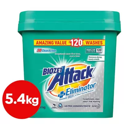 Biozet Attack Regular Laundry Powder Detergent 5.4kg AU Free Shipping • $47.95