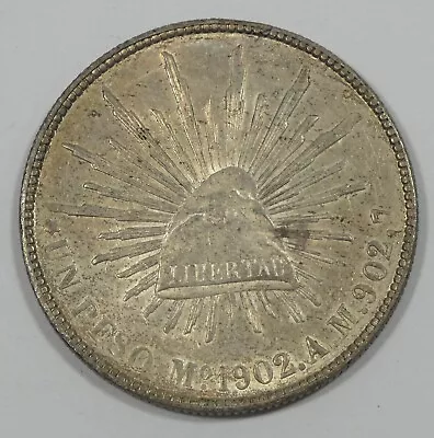 1902 Mo MEXICO Silver Peso Coin ALMOST UNCIRCULATED • $89.50