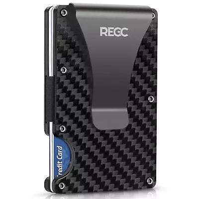 REGC Carbon Fiber Wallet Metal Money Clip Wallet RFID Blocking Minimalist W... • $27.85