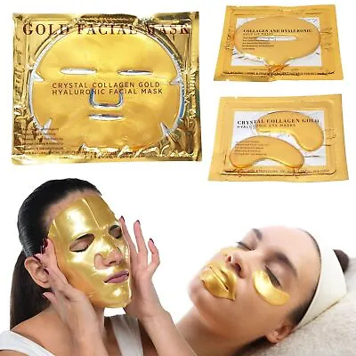 24K Gold Bio Collagen Face Lip Mask Wrinkle Tired Crow Feet Puffy Eye Treatment • £2.90