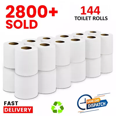144 Toilet Rolls 2ply Quilted Embossed Paper Tissue Roll Wholesale Bulk Pack • £29.99