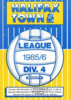 Halifax Town V Rochdale 26/12/1985 • £3.50