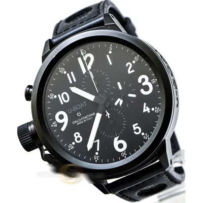 U-BOAT Flight Deck U-7750 Stainless Steel Black Dial Automatic Leather Strap • $2912
