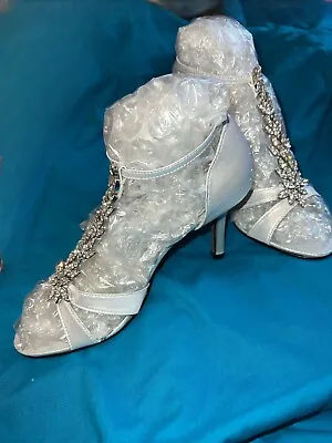 Ladies Silver Glitz Sandals Size 5 Occasion Party Cruise Diamante • £15