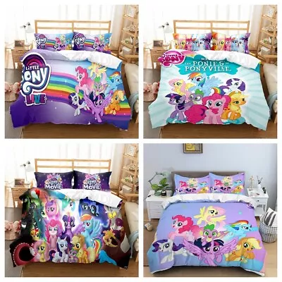 Girls 3D My Little Pony Bedding Set Bedroom Cartoon Duvet Cover Set Pillowcases • £27.60