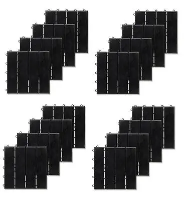 Black Pack Of 16 Tiles For Outdoor Deck Garden Flooring Tiles Board Decking  • £36.99