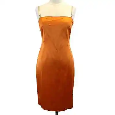 NEW D&G Dolce & Gabbana Womens IT 46 US M Slip Dress Orange Stretch Satin  • $274.99