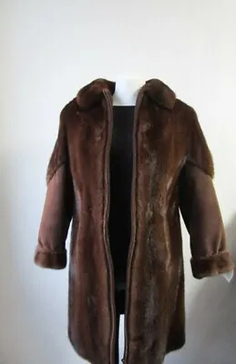 Women's Sz 2 / 4  Dark Pastel Mink Fur & Suede Coat Jacket SHOWROOM NEW • $250