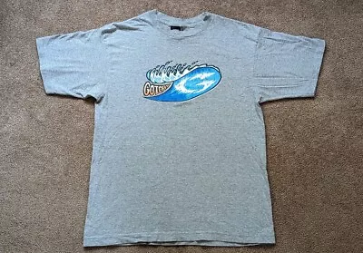 Vintage Gotcha T Shirt Grey Surf Skate Size L Blue Wave Graphic • $19.61