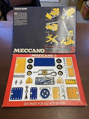 Vintage Meccano Set 3 From 1974 100% Complete In Original Box With Manuals (M) • £54.50