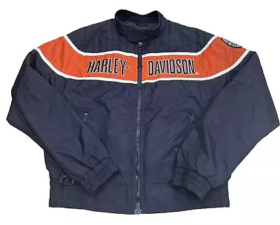 VTG Harley Davidson Bomber Racing Motorcycle Windbreaker Jacket USA Size Large • $43