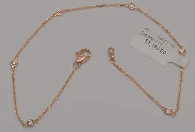 Rose Gold Anklet 14k Oval Link Chain Diamond Bracelet 10 Inches B7 • £262.78
