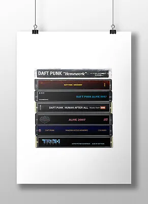 Daft Punk Poster: Cassette Print Original Daft Punk Albums Gift Art • £13.29