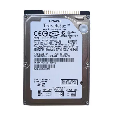 Hitachi 80GB HTS541080G9AT00 5400RPM PATA IDE  2.5  Laptop HDD Hard Disk Drive • $9.99