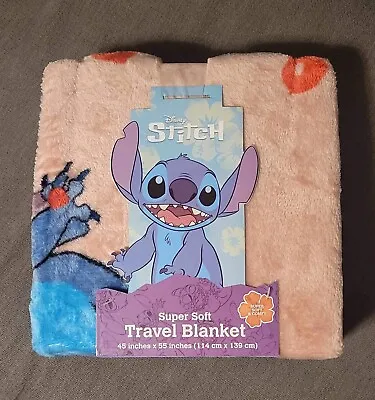 Disney Valentine's Lilo & Stitch Kiss Fleece Super Soft Travel Blanket 45x55 NEW • $34