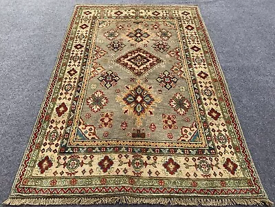 Authentic Hand Knotted Afghan Kazak Wool Area Rug 4.11 X 3.3 Ft (2148 HM) • £112.51