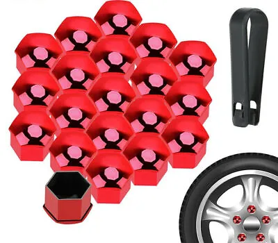 20Pcs 17mm Car Wheel Lug Nuts Bolt Center Covers Caps Tool Fit Audi VW Skoda Red • $7.99