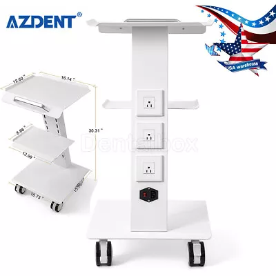Dental Trolley Mobile Medical Tool Cart Lab Stand 4 Casters Three Layer Serving • $183.99