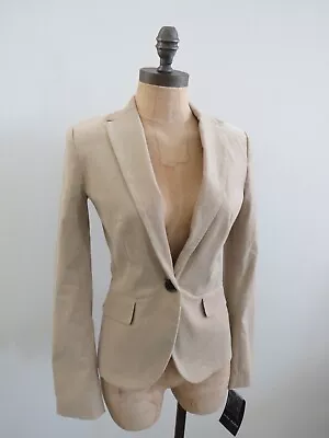 NWT Zara Basic One Button Fitted Blazer Off White Slim Cream Jacket Coat XS • $33.70