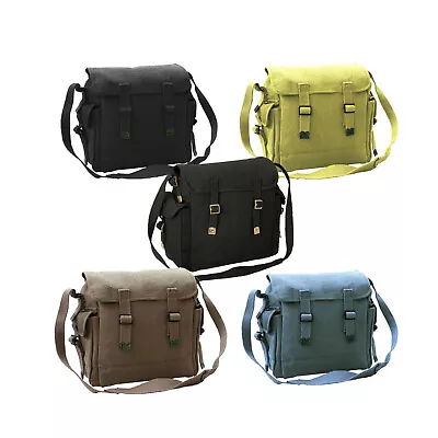 Canvas Shoulder Bag Vintage Army Military Style Haversack Work Tool Pocket Sack • £15.19