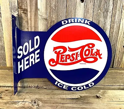 Pepsi Cola Soda Pop Large Flange Metal Tin Sign Vintage Garage Man Cave New • $39.95