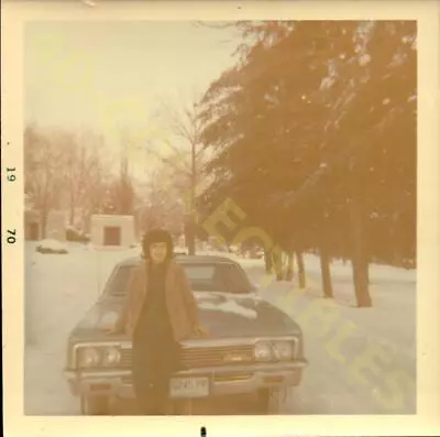 Vintage Found Snapshot Photograph  Winter Day By An Old Classic Car • $10