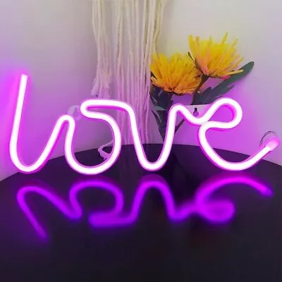 Love Neon Pink LED Light Up Sign | Hanging Quote Plaque For Kitchen Décor • £7.96