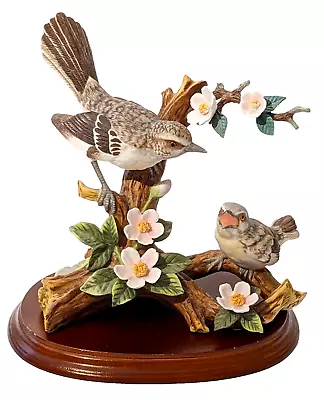 Scarce Maruri 7  Porcelain Songbird Serenade Mockingbirds Prairie Rose Figurine • $124.95