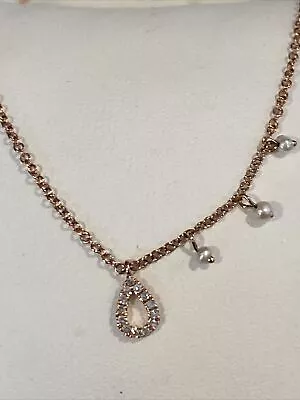 Meira T 14k Rose Gold Diamond Teardrop Charm Necklace • $499