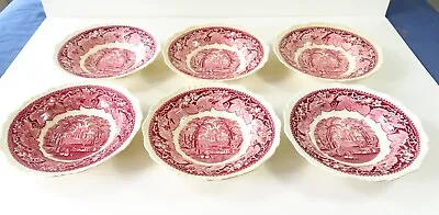 6 Mason's Vista Pink Soup Plates 9  Rimmed • $25