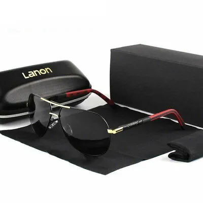 LANON Mens Vintage Polarized Mirror Sunglasses Fashion Summer UV400 Protection • £12.70