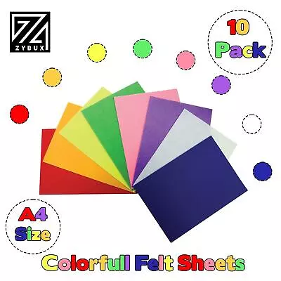 10 Pack Assorted A4 Felt Fabric Sheets For Arts And Crafts • £3.65