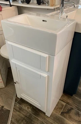 £295 • Buy 'TENBY' Traditional Bathroom Cloakroom Belfast Sink Vanity Unit In Chalk White