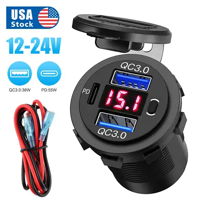 12V USB C Charger Port Fast Car Charger PD & QC Outlet Socket For Boat RV Marine • $14.99