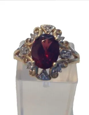 ❤️vintage 14k Yellow Gold Garnet And Diamond Ring • $495