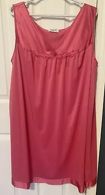 Vintage Vanity Fair Nightgown Nylon Pink Floral Lace Sleeveless  Sz 3 XL USA • $24