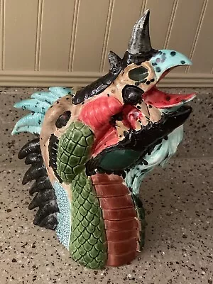Dragon Head Ceramic Hand Painted Colorful Fantasy Art Kid's Room Decor Display • $7.99