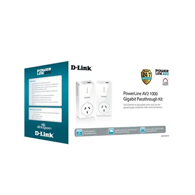 D-Link PowerLine AV2 1000 Gigabit Passthough Starter Kit DHP-P601AV • $200