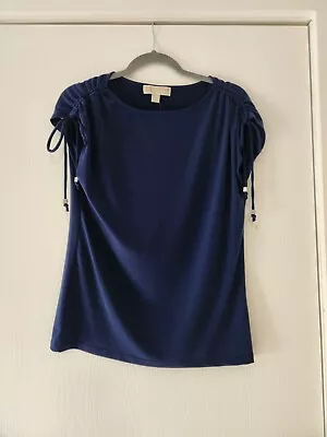 *NWT* Michael Kors Short Sleeve Draw String Shoulder Blue Top Size Medium  • $21.95