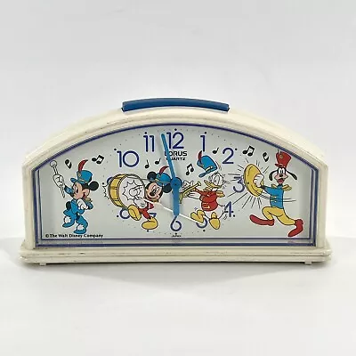 Vtg Disney Lorus Quartz Alarm Table Clock Mickey Mouse Donald Band Music • $34.40
