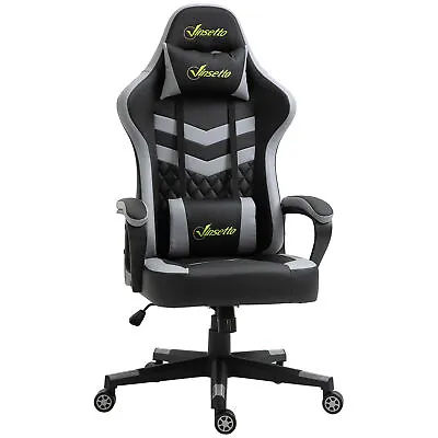 Vinsetto Racing Gaming Chair W/ Lumbar Support Gamer Office Chair Black Grey • £79.99