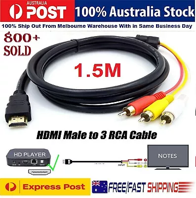 5ft HDMI To RCA Cable 1080P DVD Male 3RCA Audio Video Component Convert AV Cable • $8.99