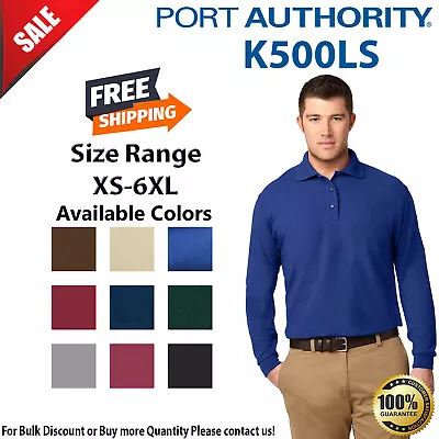 Port Authority K500LS Mens Long Sleeve Silk Touch Wrinkles Resists Polo Shirt • $24.95