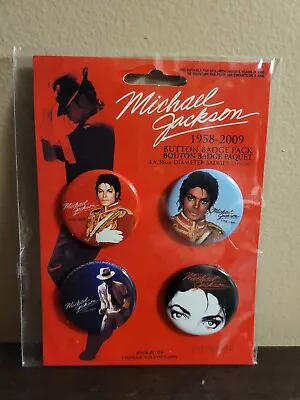 Michael Jackson 4 Pins Set Button Badge Pack King Of Pop 1958-2009 Collectible • $11.96