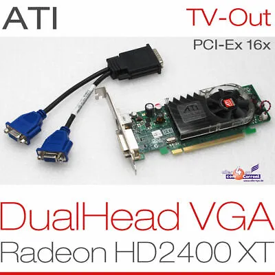 256 MB ATI Radeon Dual Head Graphic Card HD2400XT Pcie For Windows XP 7 8 #G13   • $42.48