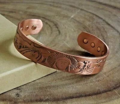 Pure Copper Magnetic Bracelet - Solid Copper Arthritis Pain Therapy Energy Cuff • $14.99