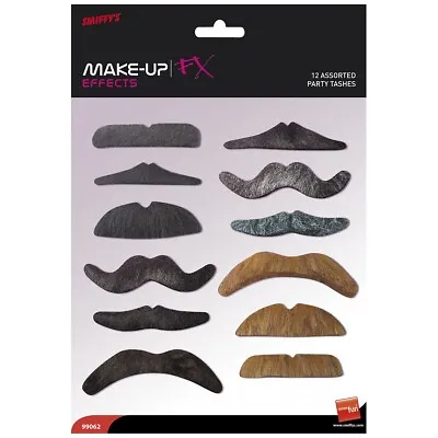 Fake Mustaches 12 Count Funny Moustache Costume Party Pack • $10.40